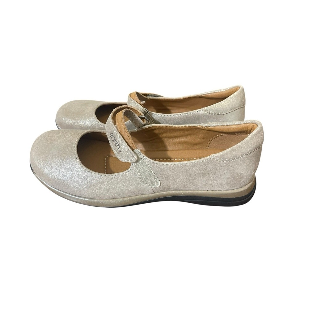 Earth Tose Mary Jane Flats Women's 9W Beige Comfort Slip On Memory Foam